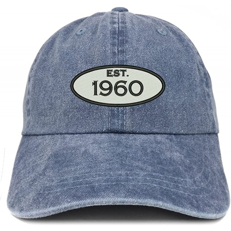 Baseball Caps Established 1960 Embroidered 60th Birthday Gift Pigment Dyed Washed Cotton Cap - Navy - CV180MA3DAS $17.64