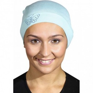 Skullies & Beanies Blue Stud Butterfly Chemo Sleep Cap Beanie - Mint - CN12MY9FQMB $14.42