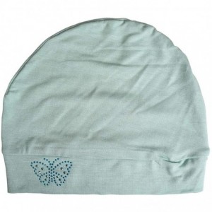 Skullies & Beanies Blue Stud Butterfly Chemo Sleep Cap Beanie - Mint - CN12MY9FQMB $14.42