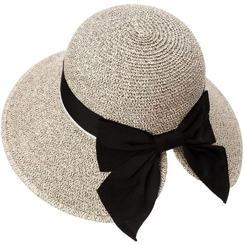 Sun Hats Womens Floppy Summer Sun Beach Straw Hat UPF50 Foldable Wide Brim 55-60cm - 89015_coffee1 - CP18SRMT3OW $25.74