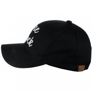 Baseball Caps Women's Embroidered Quote Adjustable Cotton Baseball Cap- Wine o'clock- Black - C8180QC4A6R $12.03