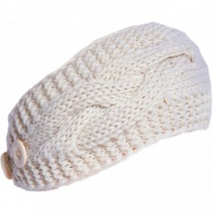 Cold Weather Headbands Plain Adjustable Winter Cable Knit Headband - Ivory - CR1293W8OTV $18.94