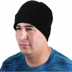 Skullies & Beanies Men Women Knitted Beanie Hat Ski Cap Plain Solid Color Warm Great for Winter - 2pcs Black & Navy - CQ18KYZ...