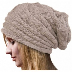 Skullies & Beanies Winter Women Fashion Cable Knit Wool Warm Hat Soft Slouchy Beanie Skully Cap - Beige - C018HI434MH $17.68