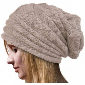 Skullies & Beanies Winter Women Fashion Cable Knit Wool Warm Hat Soft Slouchy Beanie Skully Cap - Beige - C018HI434MH $8.49