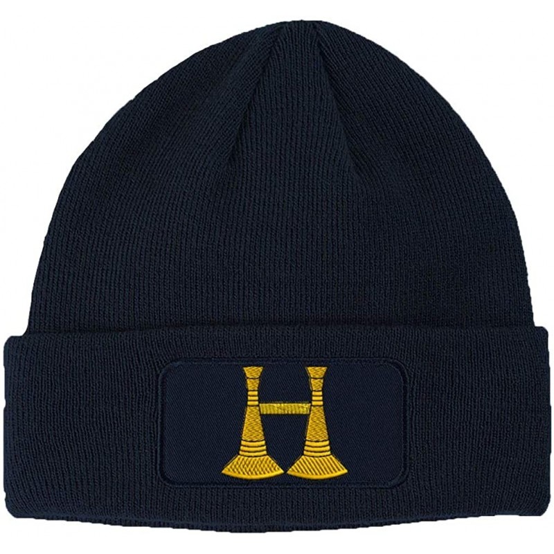 Skullies & Beanies Custom Patch Beanie Firefighter Captain Symbol Embroidery Acrylic - Navy - C7186H6GI8H $16.67