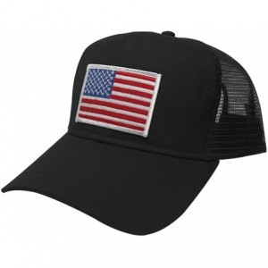 Baseball Caps USA American Flag Patch Snapback Trucker Mesh Cap - Black - White - C2121WZ3DYD $13.83