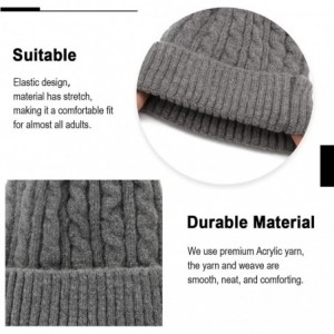 Skullies & Beanies Womens Winter Thick Cable Knit Warm Soft Hats Skull Detachable Pom Pom Cap Cuff Beanie - CX1936WND87 $17.44