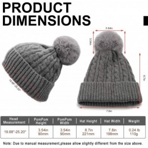 Skullies & Beanies Womens Winter Thick Cable Knit Warm Soft Hats Skull Detachable Pom Pom Cap Cuff Beanie - CX1936WND87 $17.44