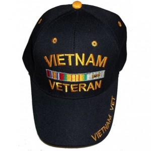 Baseball Caps Vietnam War Veteran Black Embroidered Adjustable Baseball Cap USA Vet Hat - CY11C24SYW5 $18.13
