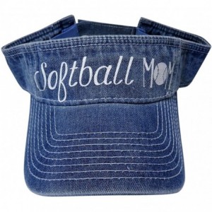 Visors Glitter Softball Mom Cotton Sun Visor Sports Fashion - White Glitter on Light Denim Visor - C4186NSE49G $21.83