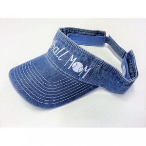 Visors Glitter Softball Mom Cotton Sun Visor Sports Fashion - White Glitter on Light Denim Visor - C4186NSE49G $21.83