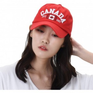 Baseball Caps Cotton Baseball Cap Canada Maple Flag Embroidery LX1382 - Red - CT12J91KA4H $12.47