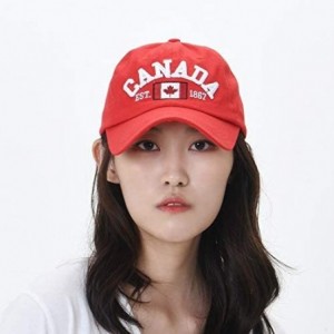 Baseball Caps Cotton Baseball Cap Canada Maple Flag Embroidery LX1382 - Red - CT12J91KA4H $12.47