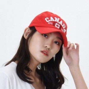 Baseball Caps Cotton Baseball Cap Canada Maple Flag Embroidery LX1382 - Red - CT12J91KA4H $12.47