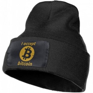 Skullies & Beanies Unisex I Accept Bitcoins Beanie Hat Winter Warm Knit Skull Hat Cap - Black - C018KRTXOKI $50.09