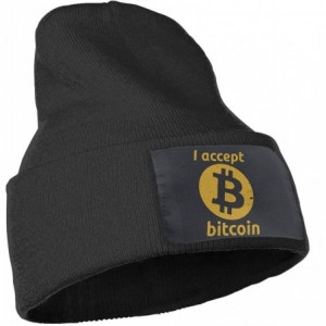 Skullies & Beanies Unisex I Accept Bitcoins Beanie Hat Winter Warm Knit Skull Hat Cap - Black - C018KRTXOKI $23.03