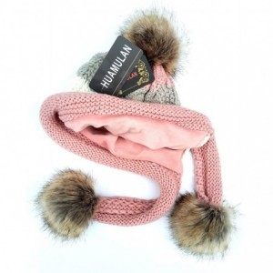 Skullies & Beanies Women Fleece Lined Winter Beanie Hat Ski Cap Ear Flaps Peruvian Dual Layered Pompoms - B11-lut010-fense - ...
