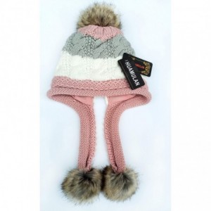 Skullies & Beanies Women Fleece Lined Winter Beanie Hat Ski Cap Ear Flaps Peruvian Dual Layered Pompoms - B11-lut010-fense - ...
