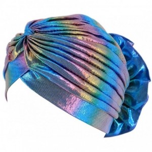 Skullies & Beanies African Printing Turban Cap Hairwrap Headwear Sleep Chemo Bonnet Hat Beanie for Women - Metallic Pink - CY...