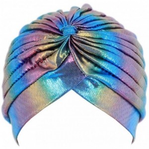 Skullies & Beanies African Printing Turban Cap Hairwrap Headwear Sleep Chemo Bonnet Hat Beanie for Women - Metallic Pink - CY...