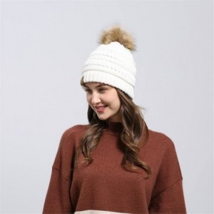 Sun Hats Womens Knit Cap Baggy Warm Crochet Winter Wool Ski Beanie Skull Slouchy Hat - White - CJ18IE48GA9 $7.45