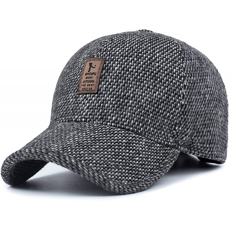 Newsboy Caps Mens Winter Wool Woolen Tweed Peaked Earflap Baseball Cap - Grey - CD188D3LHR4 $10.04