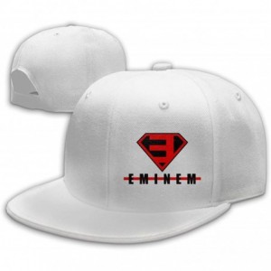 Baseball Caps Unisex Eminem Baseball Cap Flat Bill Hip Hop Hats Adjustable Snapback - White - CX18YN3WALN $22.18