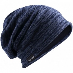 Skullies & Beanies Men's Slouchy Beanie Summer Thin Skull Cap Baggy Oversize Knit Hat - Heather Navy - C618U94M3DY $10.81