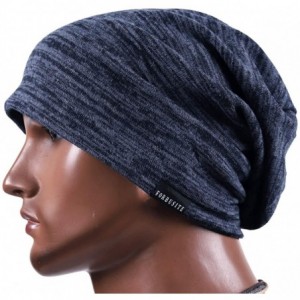 Skullies & Beanies Men's Slouchy Beanie Summer Thin Skull Cap Baggy Oversize Knit Hat - Heather Navy - C618U94M3DY $10.81