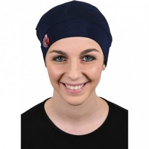 Skullies & Beanies Womens Soft Sleep Cap Comfy Cancer Hat with Hearts Applique - Navy - CI189SS6RIC $12.70