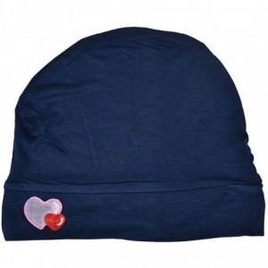 Skullies & Beanies Womens Soft Sleep Cap Comfy Cancer Hat with Hearts Applique - Navy - CI189SS6RIC $12.70