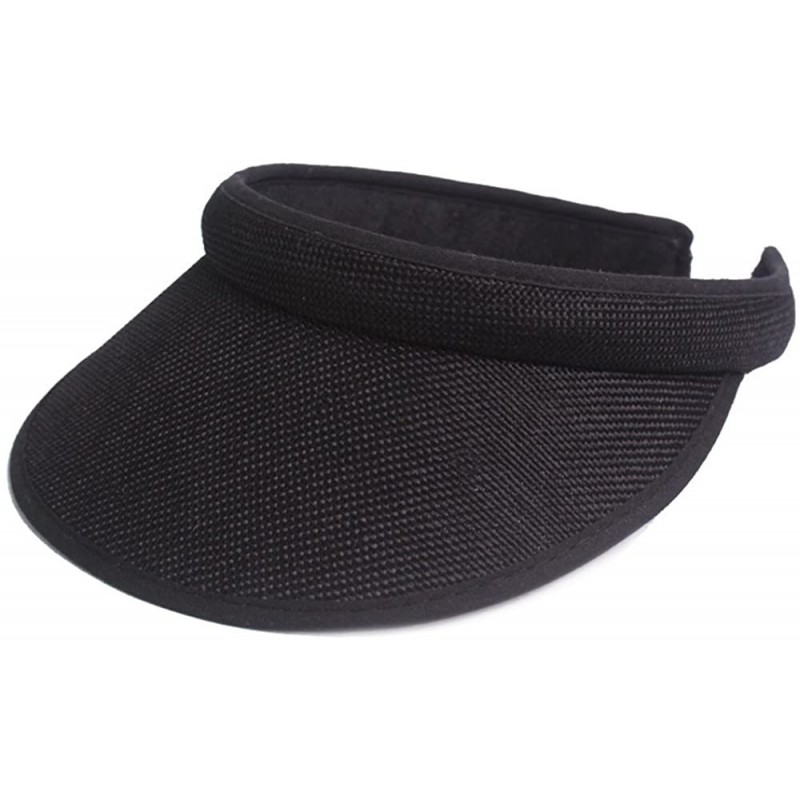 Visors Women's Cotton Linen Clip On Visor - Black - CO18EC8D89U $12.10