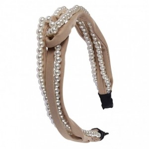 Headbands Ladies Trendy Stylish Top-knot Headband Elegant Hair Accessory (Beige) - Beige - CT18UZHDDYM $14.36