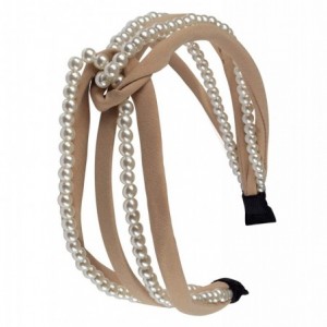 Headbands Ladies Trendy Stylish Top-knot Headband Elegant Hair Accessory (Beige) - Beige - CT18UZHDDYM $14.36