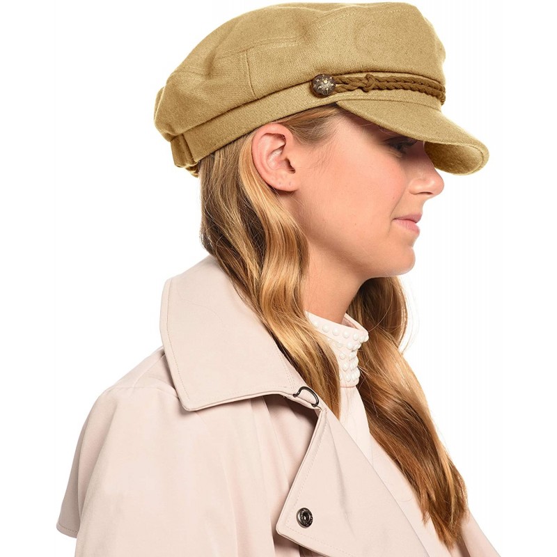 Newsboy Caps Unisex Wool & Faux Leather Greek Fisherman's Cap - Cd3034khaki - CB18LC625M7 $18.94