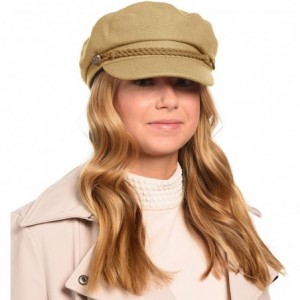 Newsboy Caps Unisex Wool & Faux Leather Greek Fisherman's Cap - Cd3034khaki - CB18LC625M7 $18.94