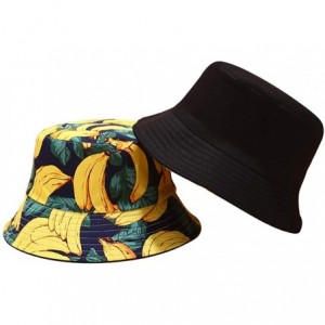 Bucket Hats Women Reversible Bucket Hat Outdoor Fisherman Hats Packable Sun Cap - Bananablack - CD197ESI0QS $12.29