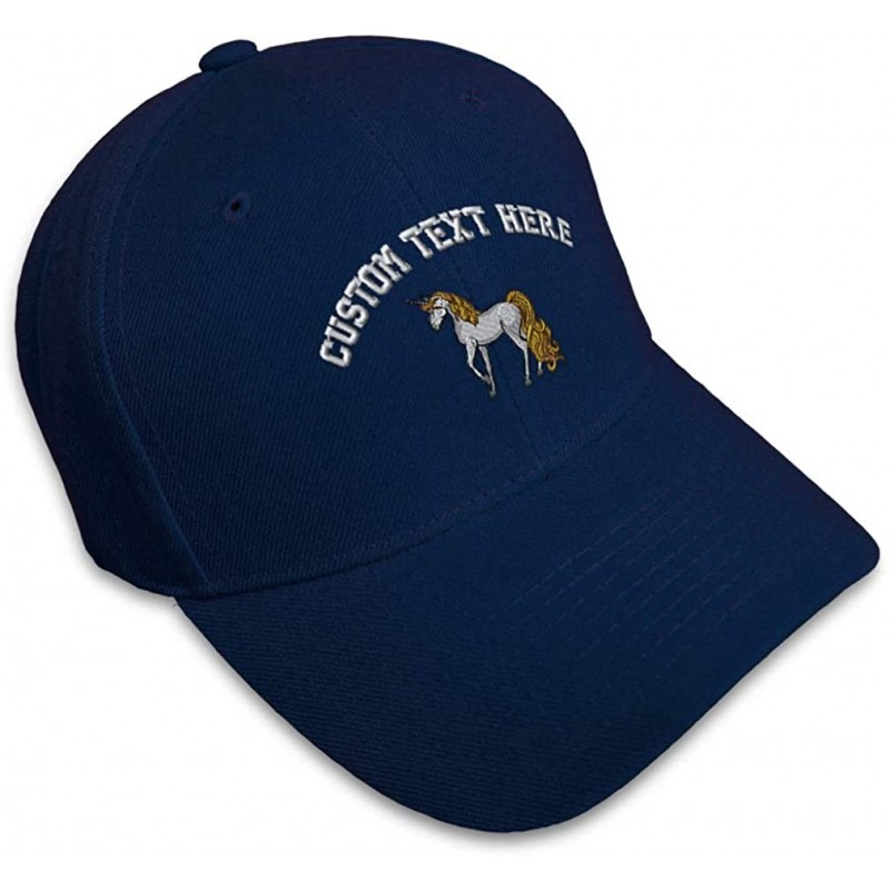 Baseball Caps Custom Baseball Cap Fantastic Animal Unicorn Embroidery Dad Hats for Men & Women - Navy - C318SDIWATH $23.68