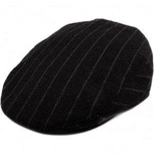 Newsboy Caps Classic Men's Flat Hat Wool Newsboy Herringbone Tweed Driving Cap - Black Stripe - CI19447S53G $29.09