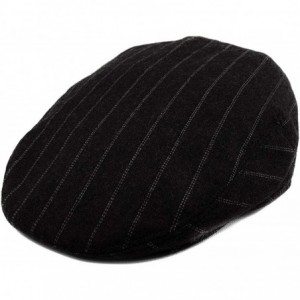 Newsboy Caps Classic Men's Flat Hat Wool Newsboy Herringbone Tweed Driving Cap - Black Stripe - CI19447S53G $19.13