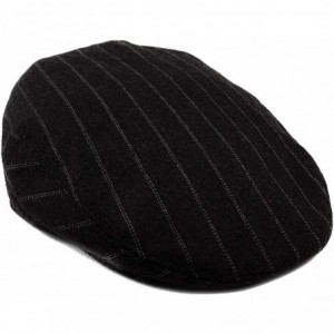 Newsboy Caps Classic Men's Flat Hat Wool Newsboy Herringbone Tweed Driving Cap - Black Stripe - CI19447S53G $19.13