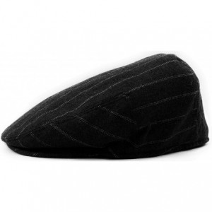 Newsboy Caps Classic Men's Flat Hat Wool Newsboy Herringbone Tweed Driving Cap - Black Stripe - CI19447S53G $19.13
