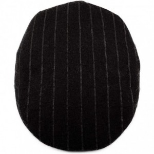 Newsboy Caps Classic Men's Flat Hat Wool Newsboy Herringbone Tweed Driving Cap - Black Stripe - CI19447S53G $19.13