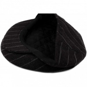 Newsboy Caps Classic Men's Flat Hat Wool Newsboy Herringbone Tweed Driving Cap - Black Stripe - CI19447S53G $19.13