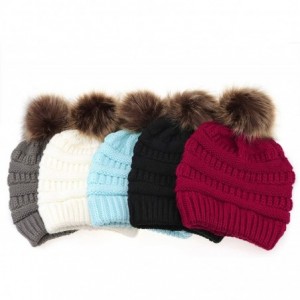 Skullies & Beanies Fashion Outdoor Winter Stretch Cable Knit Hat Bun Ponytail Beanie Cap - Red - CU18AOA3IIE $7.66