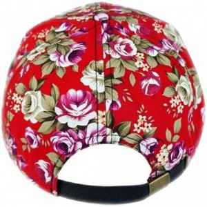 Sun Hats Floral Flowers Snapback Flat Bill Cotton Cap Black Navy Pink - Red - CC1987KQLZH $11.57