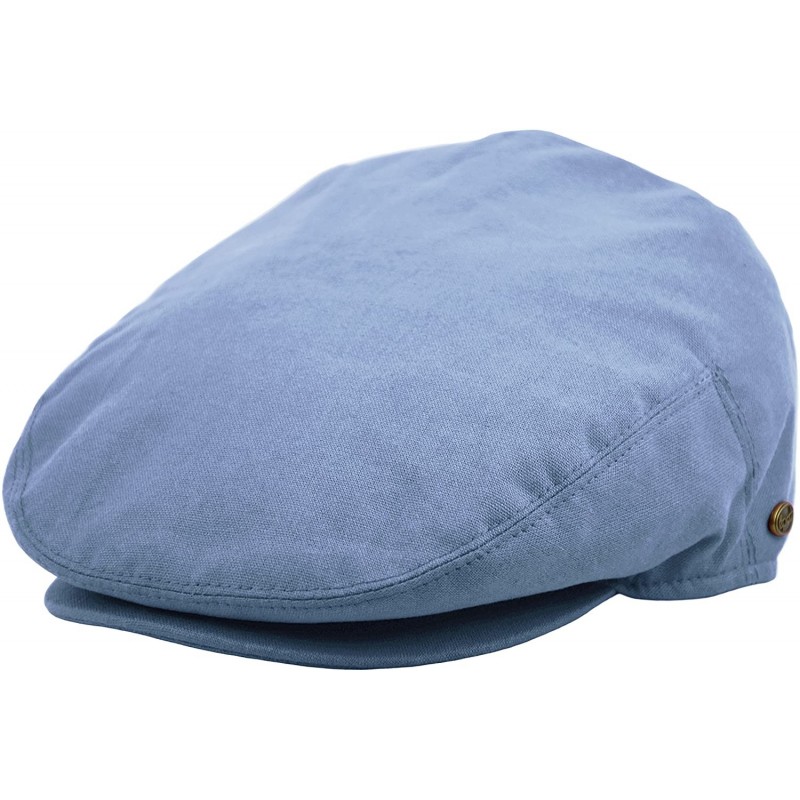 Newsboy Caps Plain Cotton Ivy Summer Newsboy Cap Driving Cabbie Flat Cap Snap Brim - Indigo Blue - CX1843KHOCR $18.41