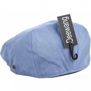 Newsboy Caps Plain Cotton Ivy Summer Newsboy Cap Driving Cabbie Flat Cap Snap Brim - Indigo Blue - CX1843KHOCR $18.41