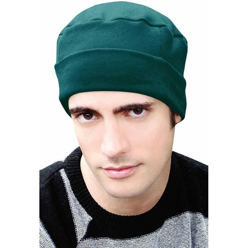 Skullies & Beanies Cancer Patient Hats for Men - Cotton Cuff Cap - Lagoon - CP125J5K29L $14.67